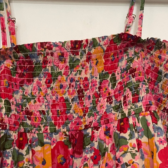 Natural Life Colorful Floral Smocked Dress Convertible Skirt, 100% Cotton Large - Picture 2 of 5